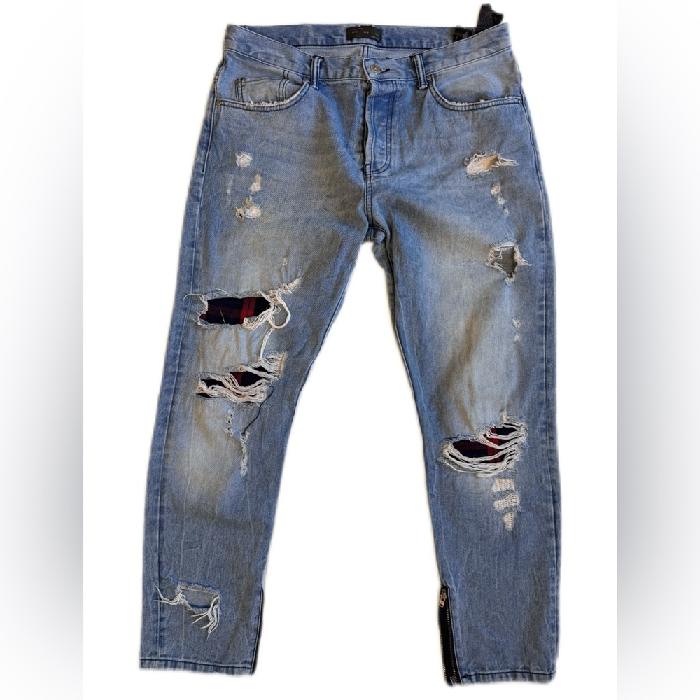 Distressed Blue Jeans